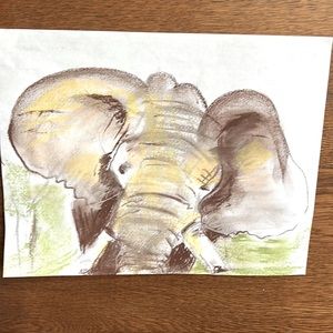 Elephant pastel drawing